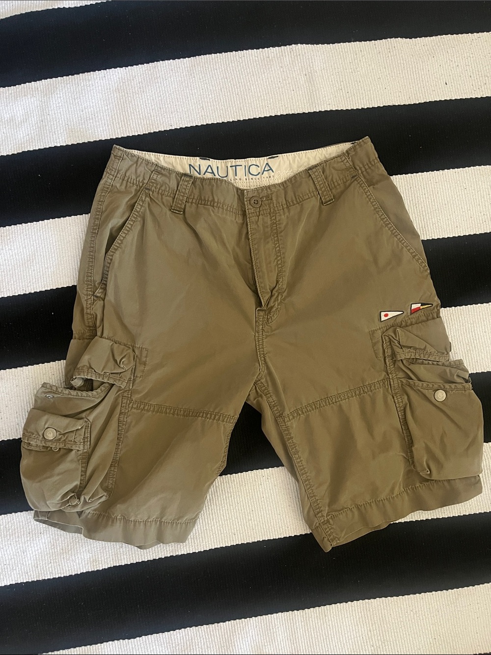 Nautica Men's Olive Green Cargo Shorts with Utility Pockets